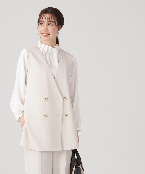 DRESKIP（ドレスキップ）の「◆【セットアップ可/イージーケア/UVカット】シワになりにくい ストレッチ ダブルボタンジレ（ベスト・レディース・ブラック/ライトベージュ/グリーン系・02/03/04）」の10枚目の写真