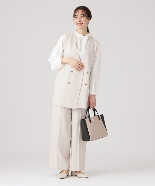 DRESKIP（ドレスキップ）の「◆【セットアップ可/イージーケア/UVカット】シワになりにくい ストレッチ ダブルボタンジレ（ベスト・レディース・ブラック/ライトベージュ/グリーン系・02/03/04）」の12枚目の写真