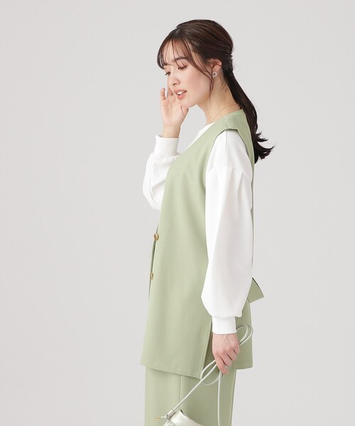 DRESKIP（ドレスキップ）の「◆【セットアップ可/イージーケア/UVカット】シワになりにくい ストレッチ ダブルボタンジレ（ベスト・レディース・ブラック/ライトベージュ/グリーン系・02/03/04）」の15枚目の写真