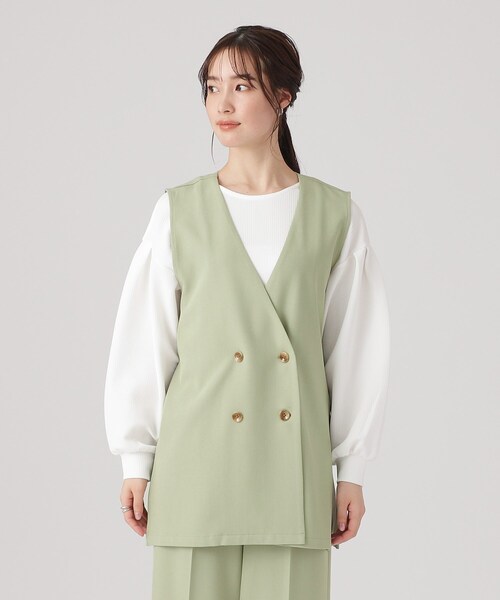 DRESKIP（ドレスキップ）の「◆【セットアップ可/イージーケア/UVカット】シワになりにくい ストレッチ ダブルボタンジレ（ベスト・レディース・ブラック/ライトベージュ/グリーン系・02/03/04）」の18枚目の写真