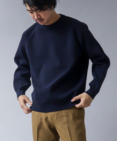 NOLLEY'S goodman(ノーリーズグッドマン)の「【ACTIVE SECT】《限定展開 / ウォッシャブル / 速乾 / 形態安定》クルーネックニット(ニット/セーター・メンズ・ダークネイビー/グレイッシュブルー/オレンジ・M/L)」の2枚目の写真