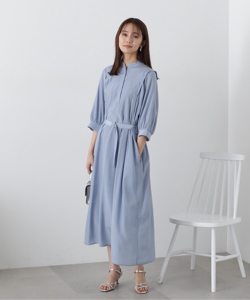 N.（N. Natural Beauty Basic）（エヌエヌナチュラルビューティーベーシック）の「◆マットサテンボリュームスリーブワンピース（ワンピース・レディース・ブルー/チャコールグレー/ベージュ・MEDIUM）」の18枚目の写真