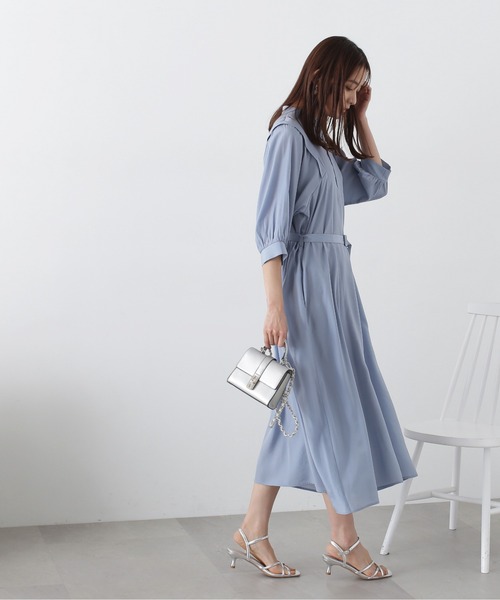 N.（N. Natural Beauty Basic）（エヌエヌナチュラルビューティーベーシック）の「◆マットサテンボリュームスリーブワンピース（ワンピース・レディース・ブルー/チャコールグレー/ベージュ・MEDIUM）」の19枚目の写真