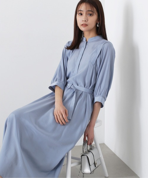 N.（N. Natural Beauty Basic）（エヌエヌナチュラルビューティーベーシック）の「◆マットサテンボリュームスリーブワンピース（ワンピース・レディース・ブルー/チャコールグレー/ベージュ・MEDIUM）」の22枚目の写真