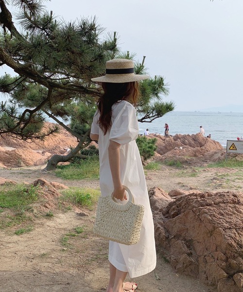 MAISON DE THERESE（メゾン ド テレーズ）の「コットンゆったりバブルスリーブロングワンピース（ワンピース・レディース・グレー/ホワイト・FREE）」の9枚目の写真