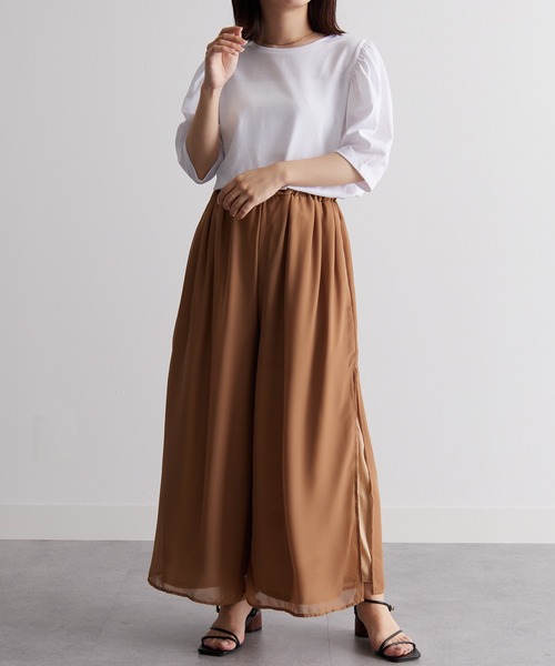 RANAN(ラナン)の「ひんやり!サイドスリットシフォンパンツ(その他パンツ・レディース・ブラック/ブラック系/ダークブルー/ベージュ/ベージュ系/モカ・LL/L/M)」の15枚目の写真