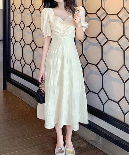 Miniministore(ミニミニストア)の「夏ワンピース レディース半袖 選べる2丈(ワンピース・レディース・ブラック/アイボリー系/アイボリー/ブラック系・L/M)」の1枚目の写真
