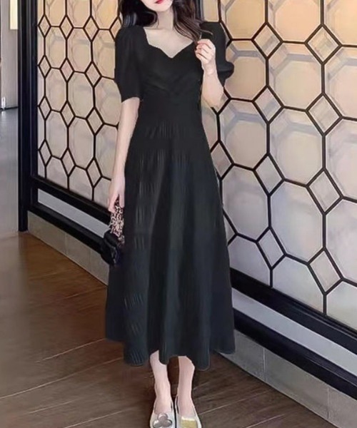 Miniministore(ミニミニストア)の「夏ワンピース レディース半袖 選べる2丈(ワンピース・レディース・ブラック/アイボリー系/アイボリー/ブラック系・L/M)」の5枚目の写真