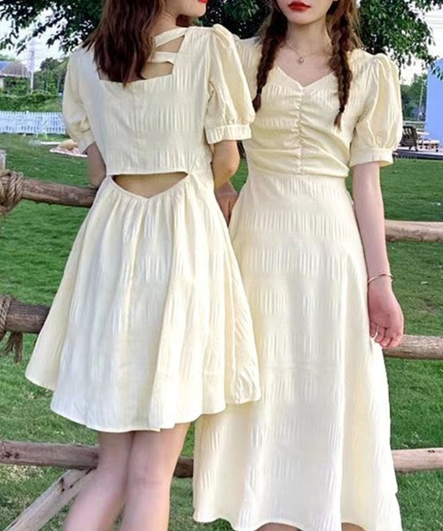 Miniministore(ミニミニストア)の「夏ワンピース レディース半袖 選べる2丈(ワンピース・レディース・ブラック/アイボリー系/アイボリー/ブラック系・L/M)」の14枚目の写真