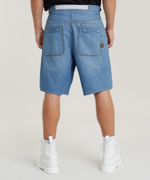 G-STAR(ジースター)の「TRAVAIL SHORTS/ライトウェイトワイドデニムショートパンツ(デニムパンツ・メンズ・インディゴブルー・28inch/30inch/32inch/34inch)」の2枚目の写真