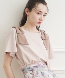 couture brooch | ◆新色追加【接触冷感／UV】肩リボンフレアーTシャツ(Tシャツ/カットソー)