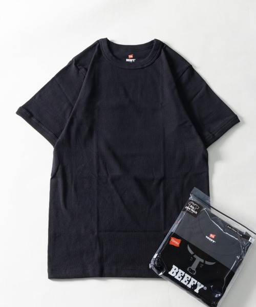 HANES(ヘインズ)の「BEEFY ビーフィー リブ クルーネック 半袖Tシャツ(Tシャツ/カットソー・メンズ・ヘザーグレー/ネイビー/ホワイト/ブラック・S/M/L/XL)」の3枚目の写真