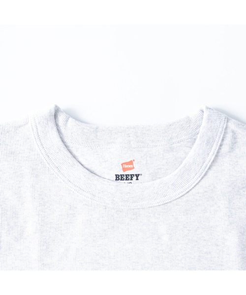 HANES(ヘインズ)の「BEEFY ビーフィー リブ クルーネック 半袖Tシャツ(Tシャツ/カットソー・メンズ・ヘザーグレー/ネイビー/ホワイト/ブラック・S/M/L/XL)」の6枚目の写真
