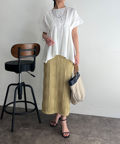 Chez toi（シェトワ）の「ウエストタックペプラムブラウス（シャツ/ブラウス・レディース・ピンク/ブラック/サックスブルー/オフホワイト・FREE）」の16枚目の写真