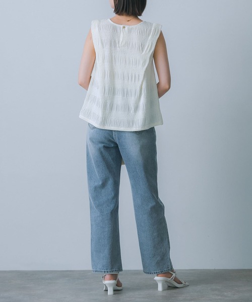 HEYUMM（ヘユム）の「シャーリングパイピングカットトップ（T