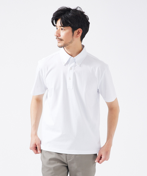 【接触冷感】シルケット天竺 ボタンダウンポロシャツ(ポロシャツ)|ABAHOUSE GRAY(アバハウスグレイ)