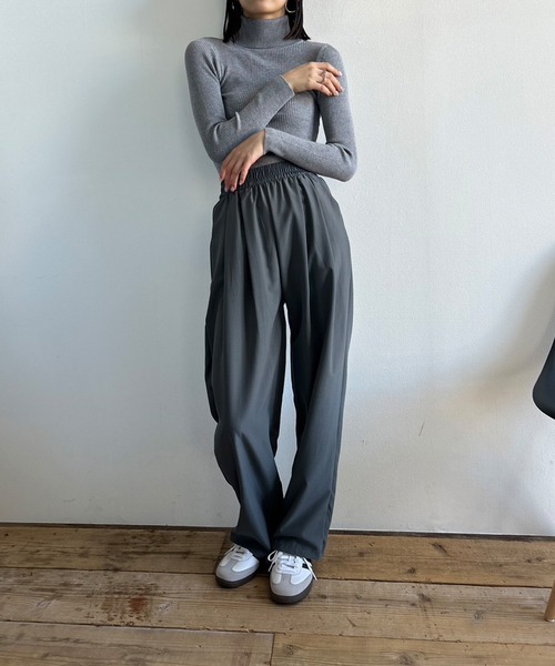 【関税込み】AARON ESH グレー タックパンツ スタイリッシュパンツ【ツータック】【wondershape】【裾上げ