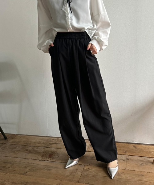 EZKATON正規品★Return ウォッシュドウエストゴムパンツ★S~2XL セール】タック ワイドパンツ ゴム（スラックス）｜Kotoe
