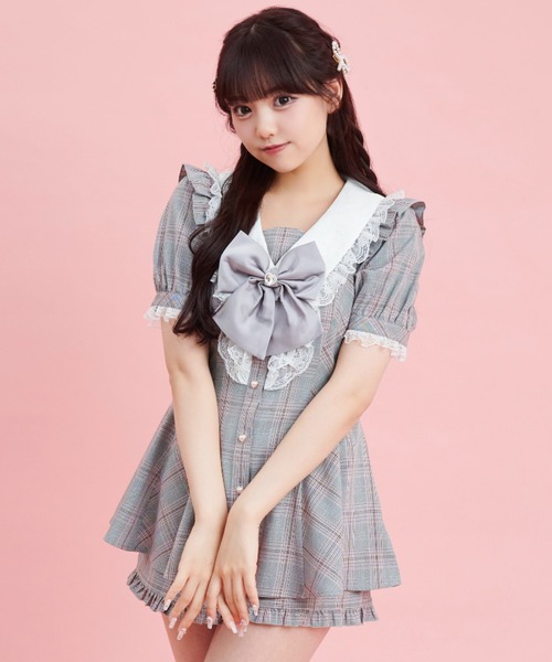 レースセーラー襟半袖セットアップ Secret Honey セットアップ レースセーラー襟半袖セットアップ