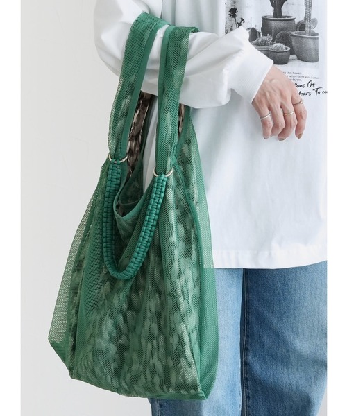 reca（レカ）の「マルチwayメッシュバッグ（トートバッグ・レディース・オレンジ/グリーン/グレー/ブラック/グリーン系その他/テラコッタ/ブルーグレー/グレイッシュベージュ/オフホワイト・ONE SIZE）」の8枚目の写真