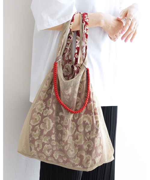 reca（レカ）の「マルチwayメッシュバッグ（トートバッグ・レディース・オレンジ/グリーン/グレー/ブラック/グリーン系その他/テラコッタ/ブルーグレー/グレイッシュベージュ/オフホワイト・ONE SIZE）」の6枚目の写真