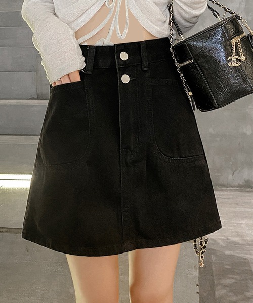 aimoha(アイモハ)の「レトロ裏地付きデニムミニスカート(デニムスカート・レディース・ブルー/ブラック・SMALL/MEDIUM/X-SMALL/LARGE)」の4枚目の写真