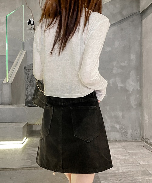 aimoha(アイモハ)の「レトロ裏地付きデニムミニスカート(デニムスカート・レディース・ブルー/ブラック・SMALL/MEDIUM/X-SMALL/LARGE)」の6枚目の写真