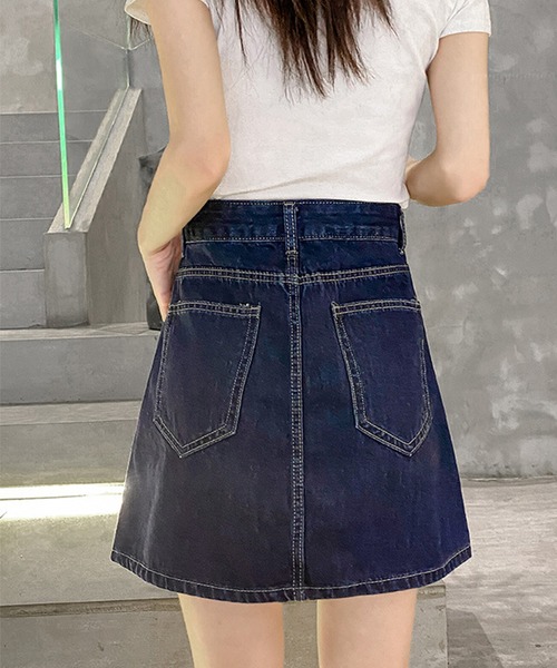 aimoha(アイモハ)の「レトロ裏地付きデニムミニスカート(デニムスカート・レディース・ブルー/ブラック・SMALL/MEDIUM/X-SMALL/LARGE)」の8枚目の写真