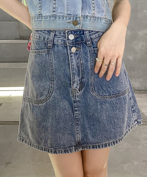 aimoha(アイモハ)の「レトロ裏地付きデニムミニスカート(デニムスカート・レディース・ブルー/ブラック・SMALL/MEDIUM/X-SMALL/LARGE)」の16枚目の写真