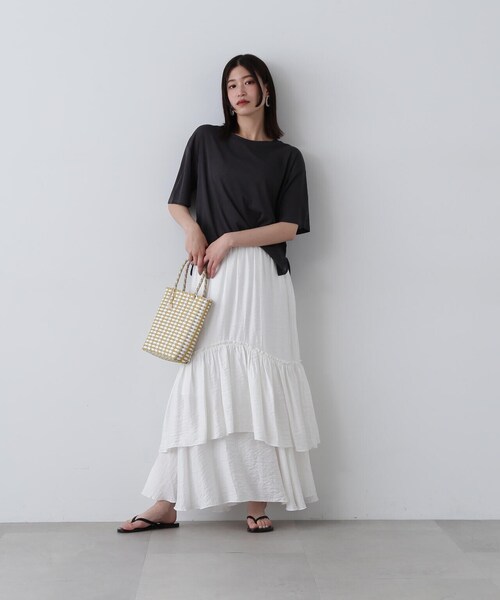 N.(N. Natural Beauty Basic)(エヌエヌナチュラルビューティーベーシック)の「プラカゴバッグ(トートバッグ・レディース・ブラック/イエロー・フリ-)」の7枚目の写真