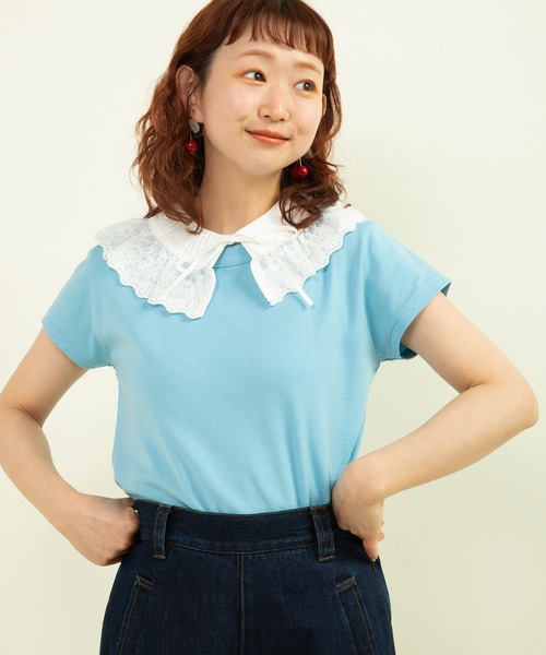 CHILD WOMAN（チャイルドウーマン）の「連シルフライスクルーネック 半袖Ｔシャツ（Tシャツ/カットソー・レディース・ブラック系その他/ピンク/サックスブルー/ブラック/ブラック系その他2/レッド系その他2/レッド系その他・FREE）」の4枚目の写真