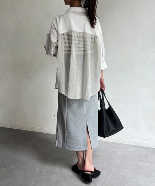 Chez toi（シェトワ）の「ワッフルナロースカート（スカート・レディース・ライトグレー/オフホワイト/レッド/ブラック・FREE）」の8枚目の写真