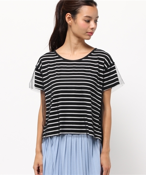 OUTLET(アウトレット)の「【mystic】チュールレイヤードカットTOPS(Tシャツ/カットソー・レディース・ブルー系その他/オフホワイト/ブラック×ホワイト/ブラック・FREE)」の10枚目の写真