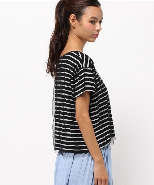 OUTLET(アウトレット)の「【mystic】チュールレイヤードカットTOPS(Tシャツ/カットソー・レディース・ブルー系その他/オフホワイト/ブラック×ホワイト/ブラック・FREE)」の11枚目の写真
