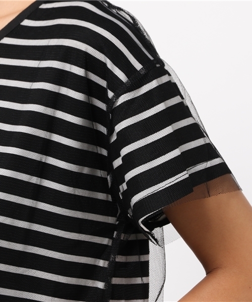 OUTLET(アウトレット)の「【mystic】チュールレイヤードカットTOPS(Tシャツ/カットソー・レディース・ブルー系その他/オフホワイト/ブラック×ホワイト/ブラック・FREE)」の6枚目の写真
