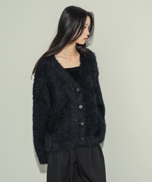 ぬおー NAPTIME ニットカーディガン－BLACK NEUNA（ヌナ）の「フェザーニットオーバーカーデ（カーディガン/ボレロ