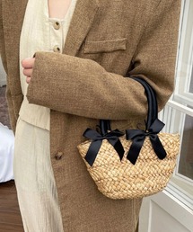 Teem Store | リボン モチーフ ザツザイ バッグ(かごバッグ)