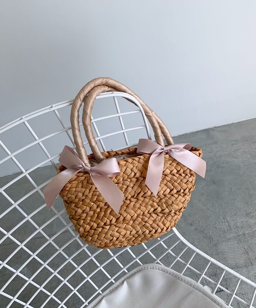 Teem Store（チームストア）の「リボン モチーフ ザツザイ バッグ（かごバッグ・レディース・ブラック/ベージュ・F）」の7枚目の写真