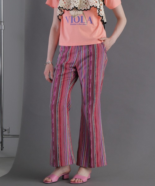 mag.by c（マグバイシー）の「(mag.by c)ジャカードセミフレアパンツ（その他パンツ・レディース・ネイビー/ピンク・SMALL/MEDIUM）」の2枚目の写真