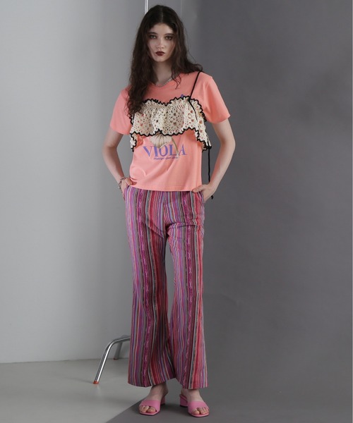 mag.by c（マグバイシー）の「(mag.by c)ジャカードセミフレアパンツ（その他パンツ・レディース・ネイビー/ピンク・SMALL/MEDIUM）」の16枚目の写真