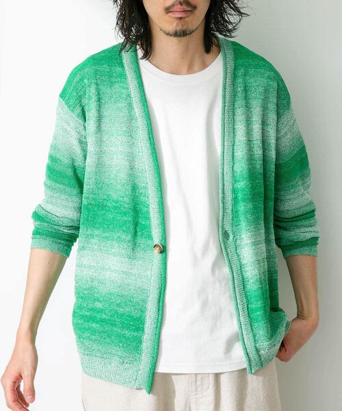 URBAN RESEARCH Sonny Label(アーバンリサーチサニーレーベル)の「スペースダイライトニットカーディガン(カーディガン/ボレロ・メンズ・オレンジ/グリーン/ブルー・MEDIUM/LARGE)」の1枚目の写真