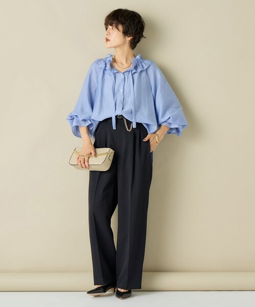 NOLLEY’S Sophi（ノーリーズソフィ）の「ウォッシャブルシャークツータックワイドパンツ（その他パンツ・レディース・ブラウン系その他/グレー系その他/ネイビー・34/36/38）」の4枚目の写真