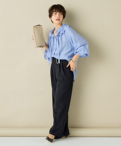 NOLLEY’S Sophi（ノーリーズソフィ）の「ウォッシャブルシャークツータックワイドパンツ（その他パンツ・レディース・ブラウン系その他/グレー系その他/ネイビー・34/36/38）」の5枚目の写真