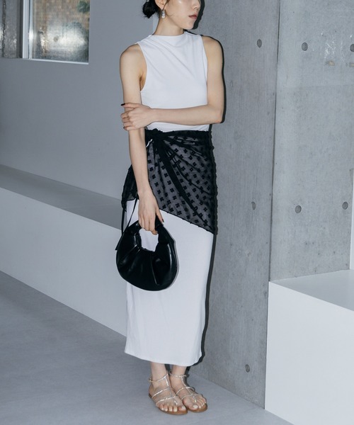 LIENCOEUR（リアンクール）の「ビオラリボンシアースカート（スカート・レディース・ホワイト/ブラック・FREE）」の3枚目の写真