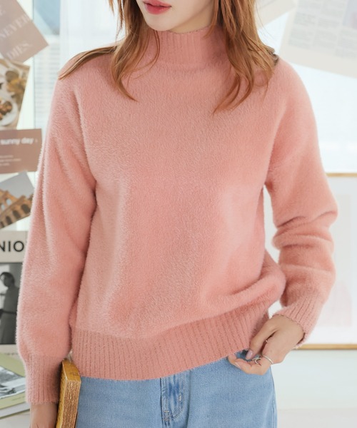 ハイネックふわふわニットプルオーバー（ニット/セーター）｜Girly