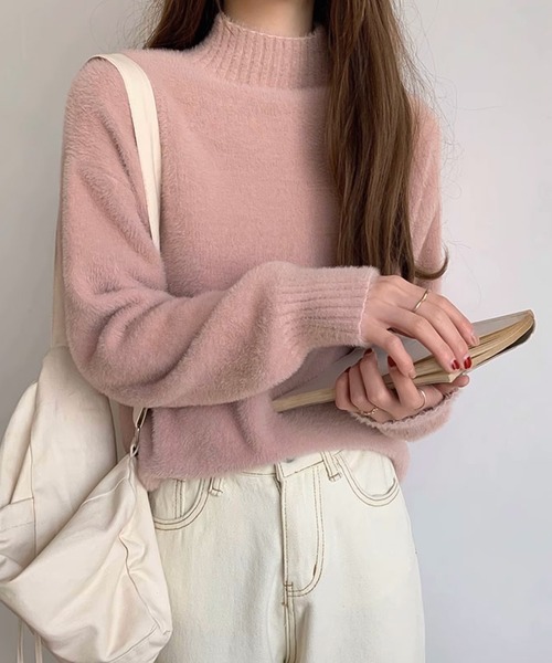 Girly Doll(ガーリードール)の「ハイネックふわふわニットプルオーバー(ニット/セーター・レディース・パープル/ピンク/ブルー/イエロー・F)」の5枚目の写真