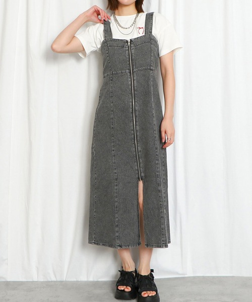 GORGE（ゴージ）の「《ZIPフロント×スリット》レディース デニム ロングワンピース ジャンスカ風 春夏秋（ワンピース・レディース・ブルー/ブラック・F）」の4枚目の写真