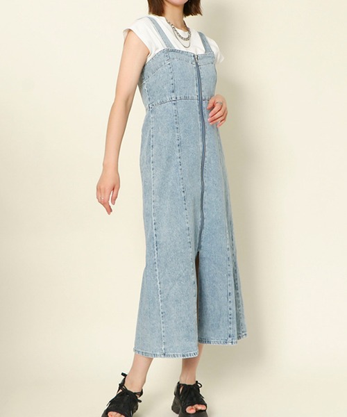 GORGE（ゴージ）の「《ZIPフロント×スリット》レディース デニム ロングワンピース ジャンスカ風 春夏秋（ワンピース・レディース・ブルー/ブラック・F）」の5枚目の写真