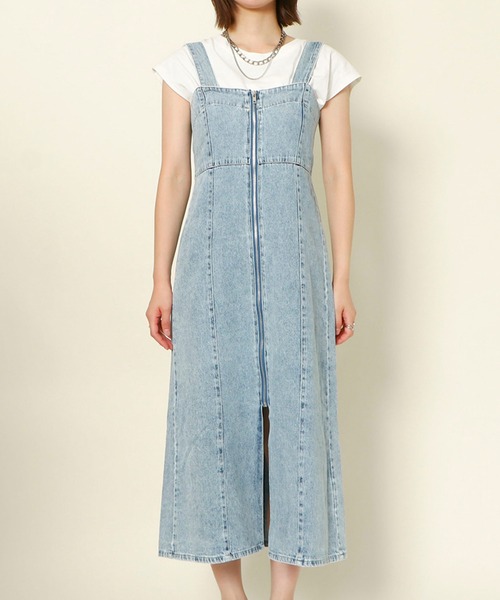 GORGE（ゴージ）の「《ZIPフロント×スリット》レディース デニム ロングワンピース ジャンスカ風 春夏秋（ワンピース・レディース・ブルー/ブラック・F）」の6枚目の写真