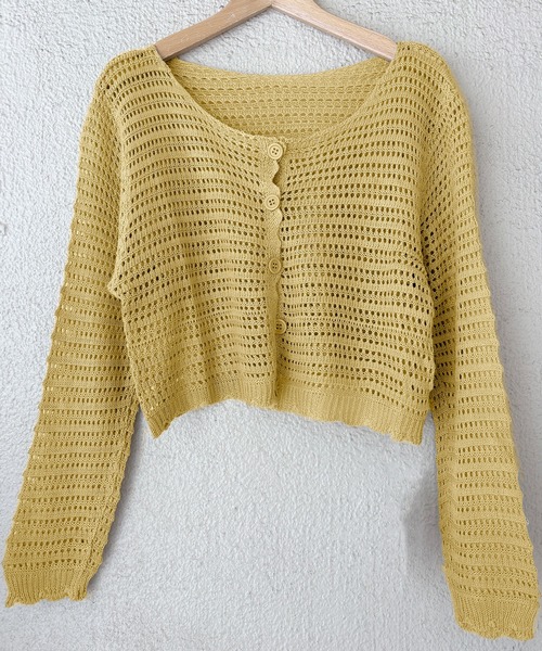 MILAE(ミレ)の「透かし編みサマーニットカーディガン(カーディガン/ボレロ・レディース・マスタード/ホワイト/ピンク/キャメル/ブラック/ライトベージュ/ブルー・FREE)」の1枚目の写真